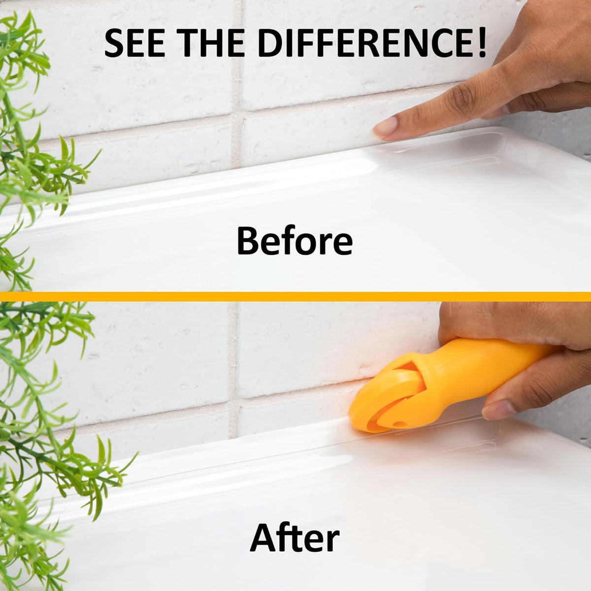 InstaTrim The Original Flexible Trim - 50ft White 1/2" Wide Caulk Tape - Adhesive Trim with Many Uses Including Caulking for Bathtubs, Sinks, Counters, Tile, Floors - Made in USA