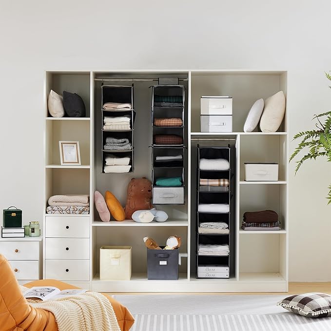 YOUDENOVA Hanging Closet Organizer, 5-Shelf Closet Hanging Storage Shelves, Black