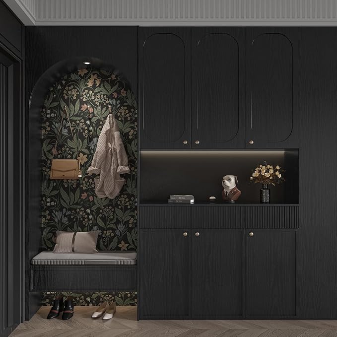 Abyssaly Black Wood Wallpaper 15.7 Inch X 196 Inch Peel and Stick Paper