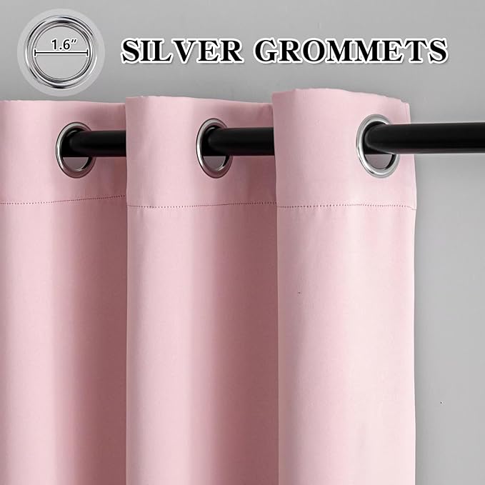 IGEMAEVE Blush Pink Curtains 108 Inch Length 2 Panels Set, Light Filtering