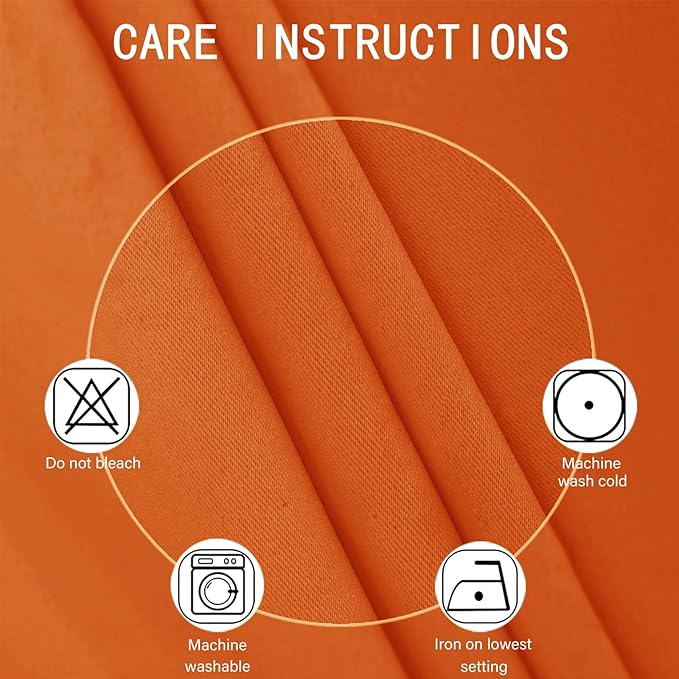 LEMOMO Blackout Curtains 52 x 120 Inch Long Orange Curtains Set of 2 Panels