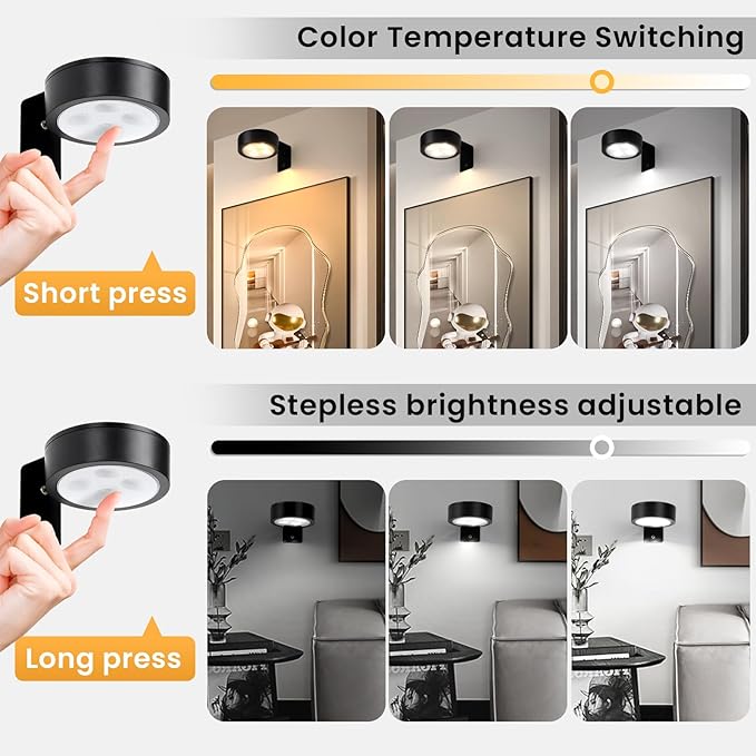KELUOLY 4-Pack Picture Light Battery Operated