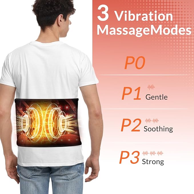 Red Light Therapy Belt, Rechargeable Infrared Light Therapy Device with Massage and Timer, Wearable 660nm&850nm Red Light Therapy Wrap Belt for Body Pain Relief(8.4’‘ * 48’‘）