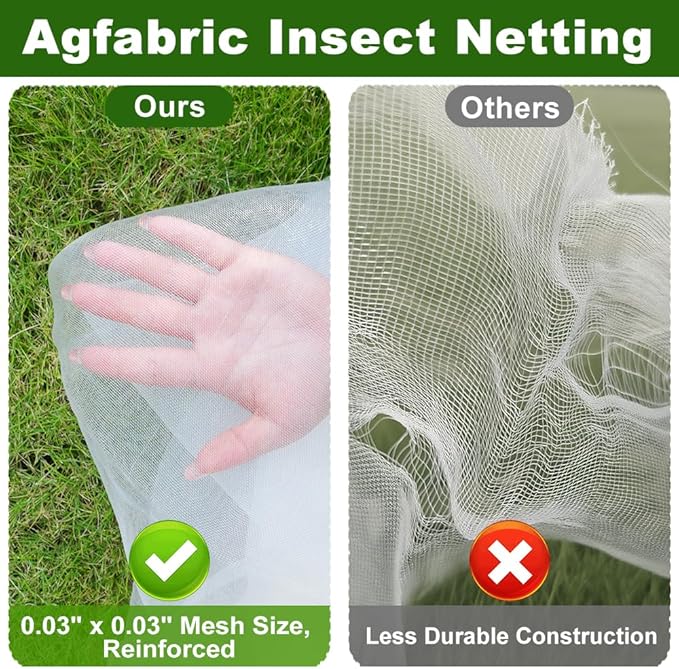 Agfabric Garden Netting 4'x100' Insect Pest Barrier Bird Netting for Garden Protection,Row Cover Mesh Netting for Vegetables Fruit Trees and Plants,White
