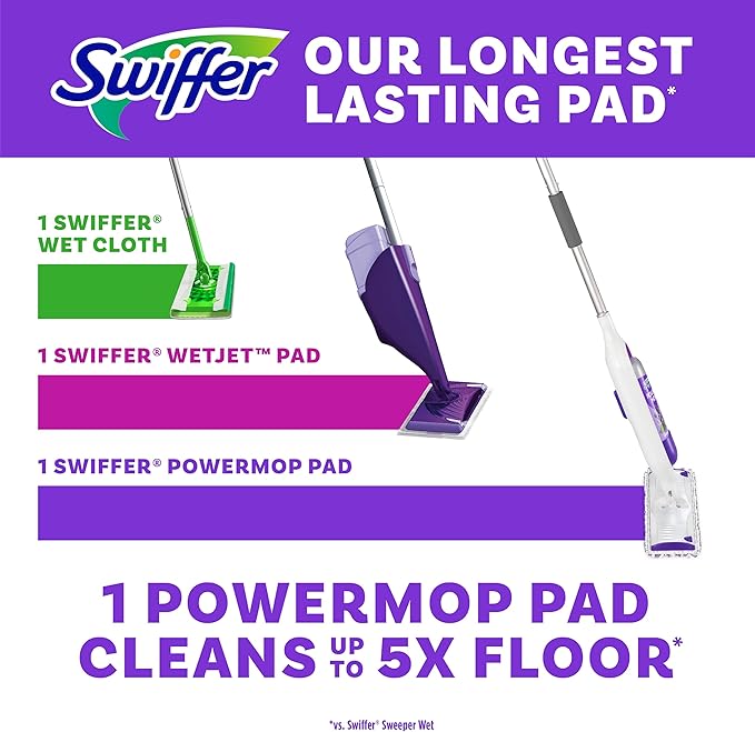 Swiffer PowerMop Multi-Surface Mopping Pad Refills, Made by Swiffer, for Floor Cleaning, 11 Count (Pack of 2)