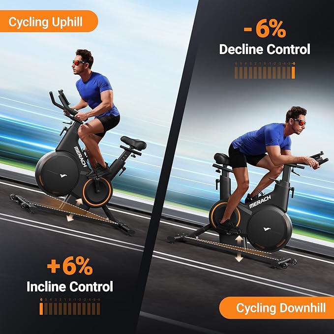 MERACH Magnetic Exercise Bike, Indoor Cycling Bike with Self-Developed App, 350 lbs Weight Capacity & 40 lbs Flywheel, Stationary Bike for Home Gym Fitness
