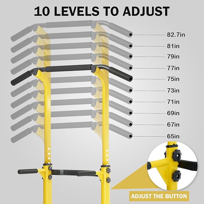 SogesHome Power Tower Pull Up Bar and Dip Station Adjustable Height Dip Stand Multi-Functional Strength Training Fitness Workout Station