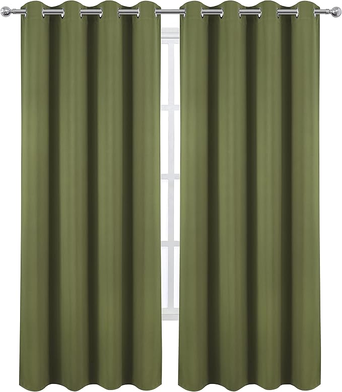 LEMOMO Olive Blackout Curtains/52 x 95 Inch/Set of 2 Panels Thermal Insulated