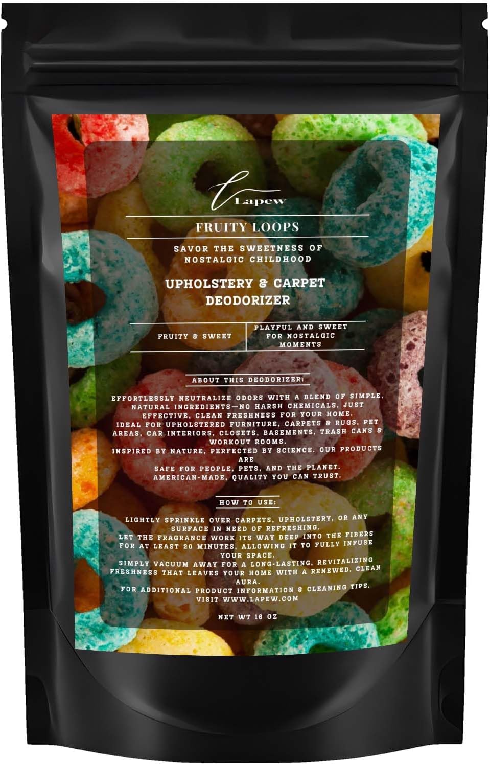 Fruity Loops Carpet Freshener Powder: Powerful Odor Eliminator for Home, Upholstery Deodorizer, Carpet Deodorizer, Pet Urine, Cat Litter Box - Fruity Loops Fragrance.