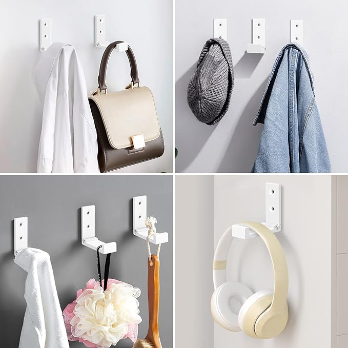 Folding Coat Hooks, Foldable Adhesive Hooks, Headphone Jacket Holder, Aluminum