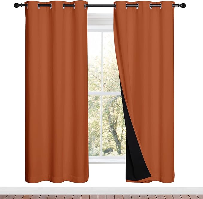 NICETOWN Full Shade Curtain Panels, Burnt Orange, Pair of Thermal Insulated &