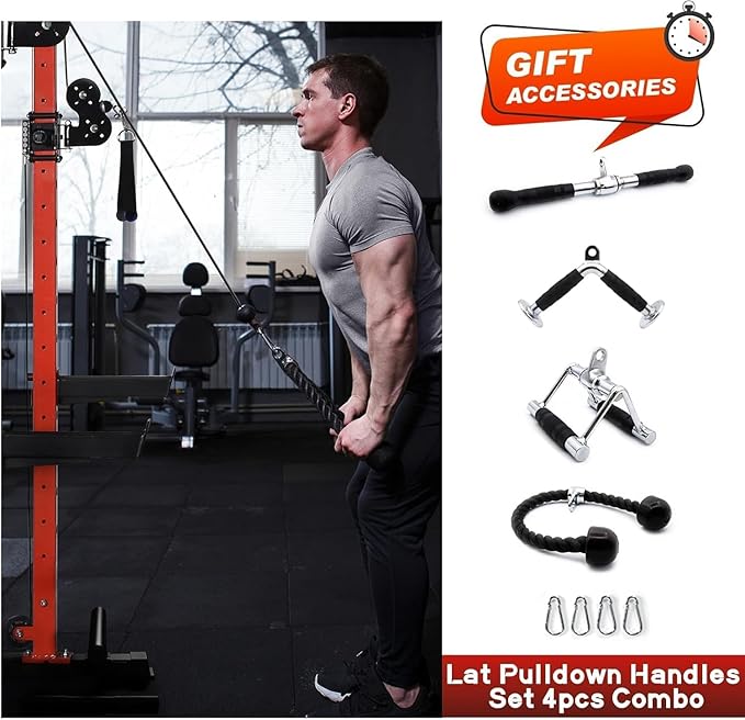 RitFit Power Cage with Optional LAT PullDown/Cable Crossover, 1000LB Squat Rack for Home & Garage Gym, with Weight Storage Rack and More Training Attachments, ASTM-Certified