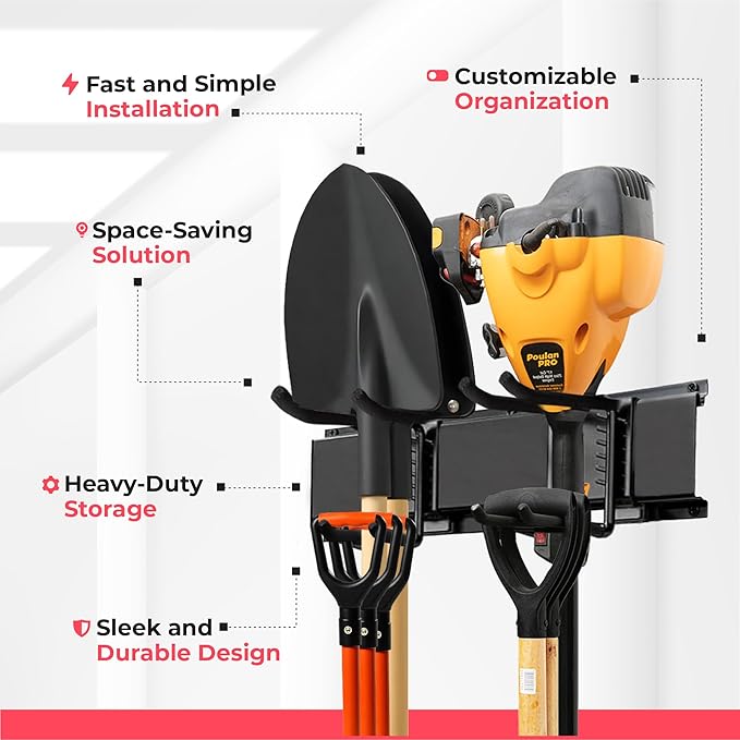 TIDYME Garage Wall Organizer | 32" Heavy-Duty Tool Storage Rack | Adjustable