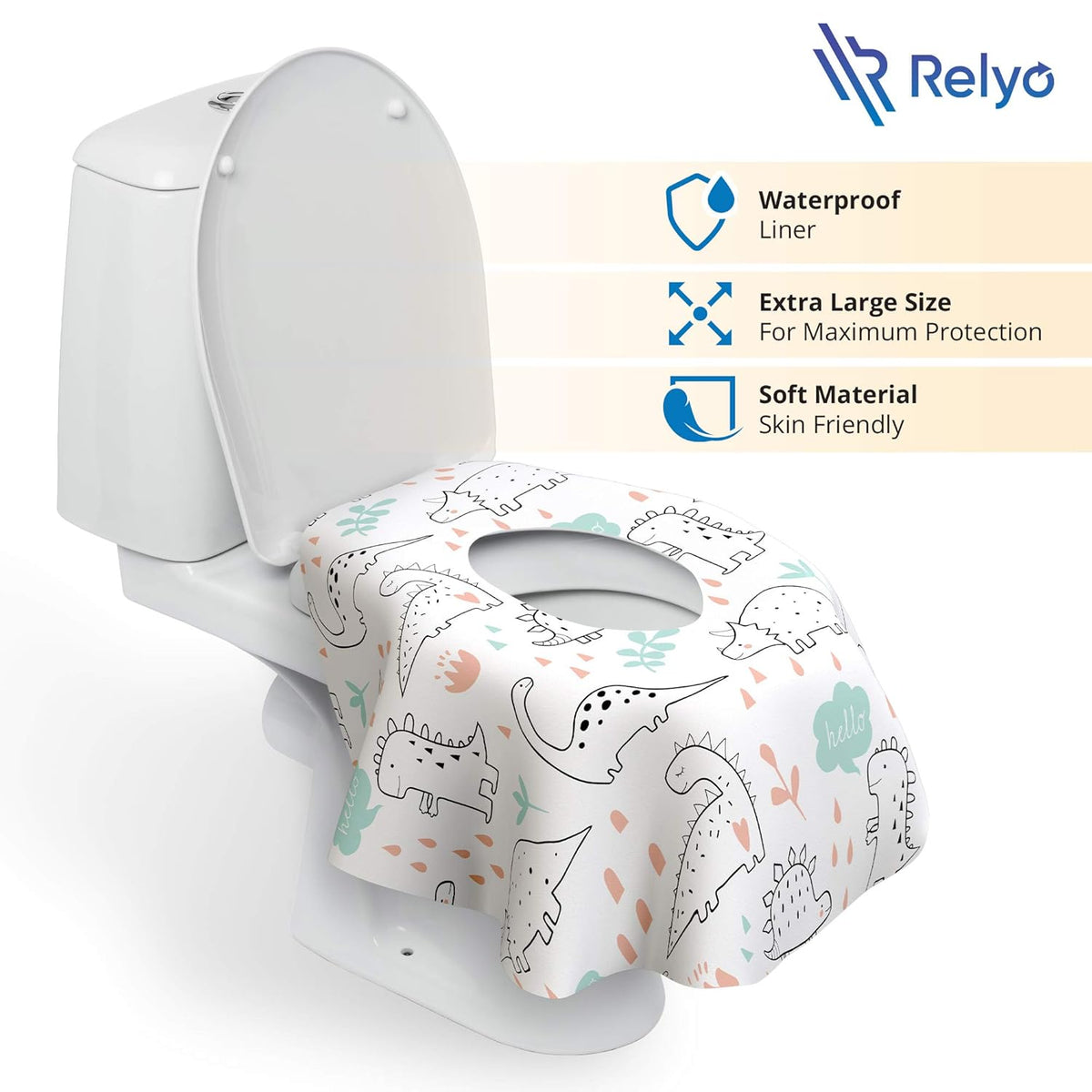 Toilet Seat Covers Disposable - 20 Pack - Waterproof, Ideal for Kids and Adults – Extra Large, Individually Wrapped for Travel, Toddlers Potty Training in Public Restrooms (Dinosaurs, 20)
