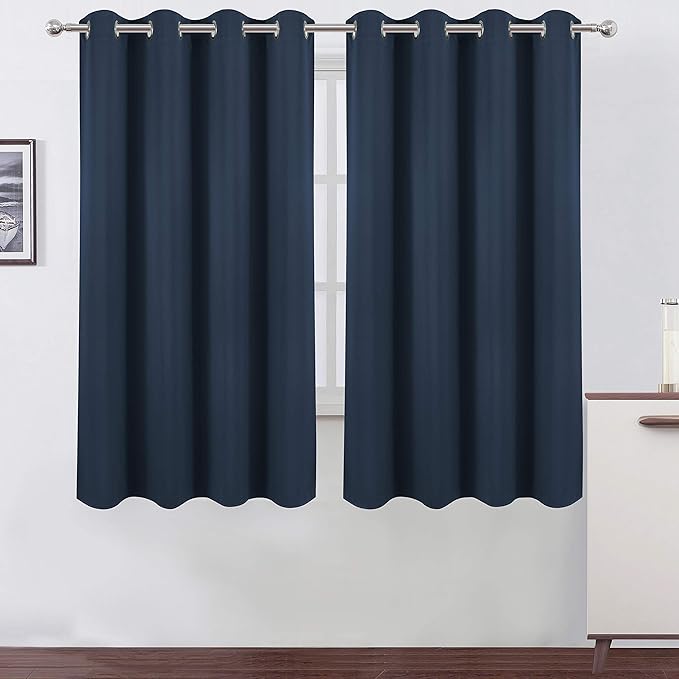 LEMOMO Blackout Curtains 52 x 63 inch/Navy Blue Curtains Set of 2