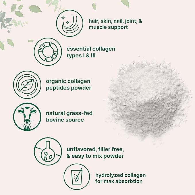 Micro Ingredients Collagen Peptides Powder Organic, 12oz | Type I & III + Natural Protein | Grass-Fed Bovine Source | Unflavored | Supports Skin, Joint & Bone Health | Paleo, Non-GMO