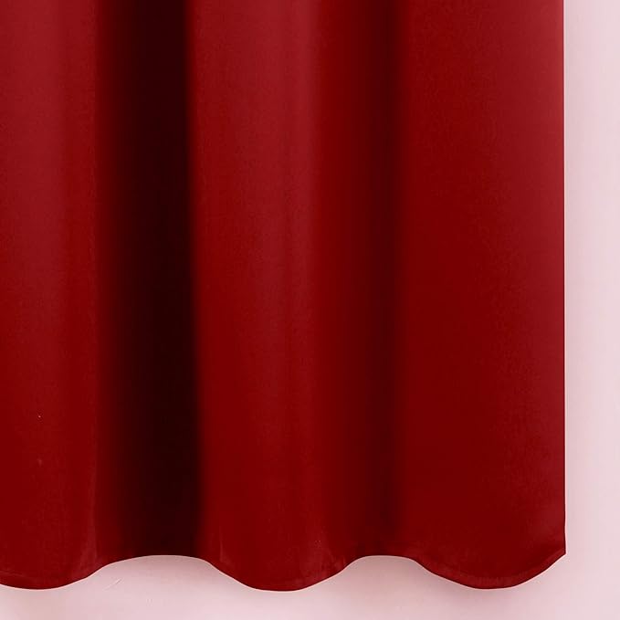 LEMOMO Red Blackout Curtains 66 x 63 Inch Length/Set of 2 Curtain