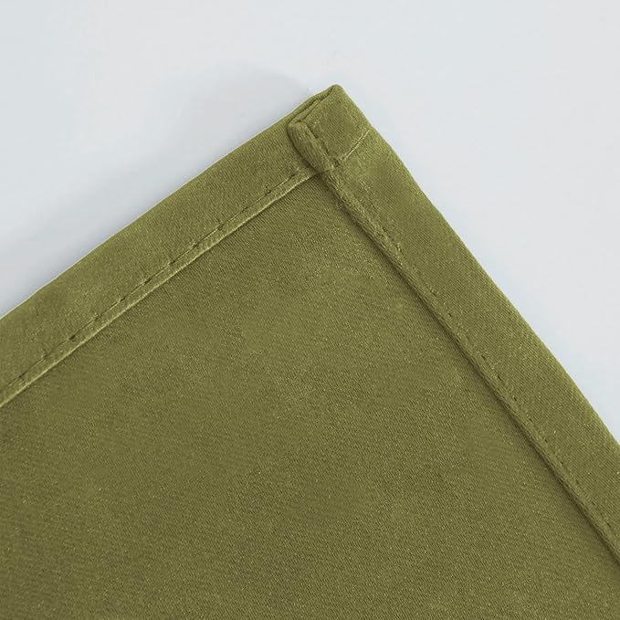 LEMOMO Olive Green Thermal Blackout Curtains/42 x 72 Inch/Set of 2 Panels Room