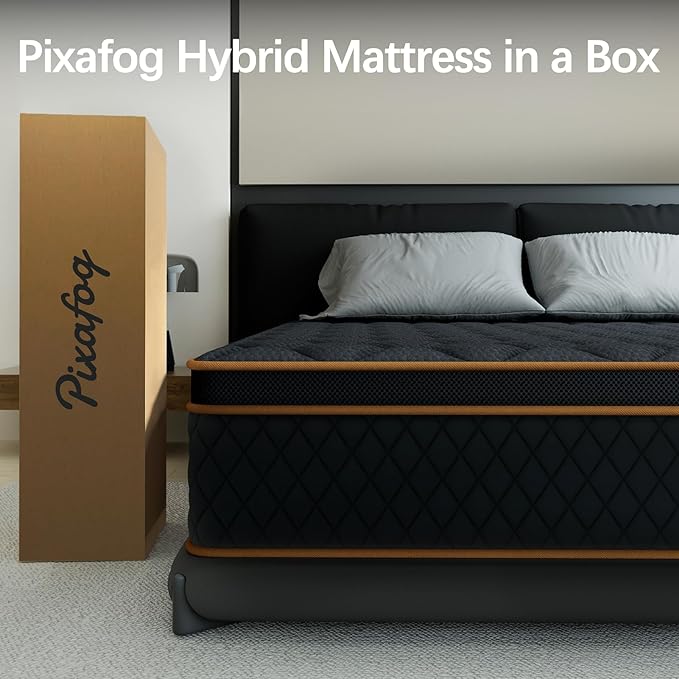 King Mattress- 10 Inch Hybrid Firm Support with Pocketed Coils & Cooling Gel Memory Foam | Orthopedic Back Pain Relief | Breathable | King Size Mattresses in a Box