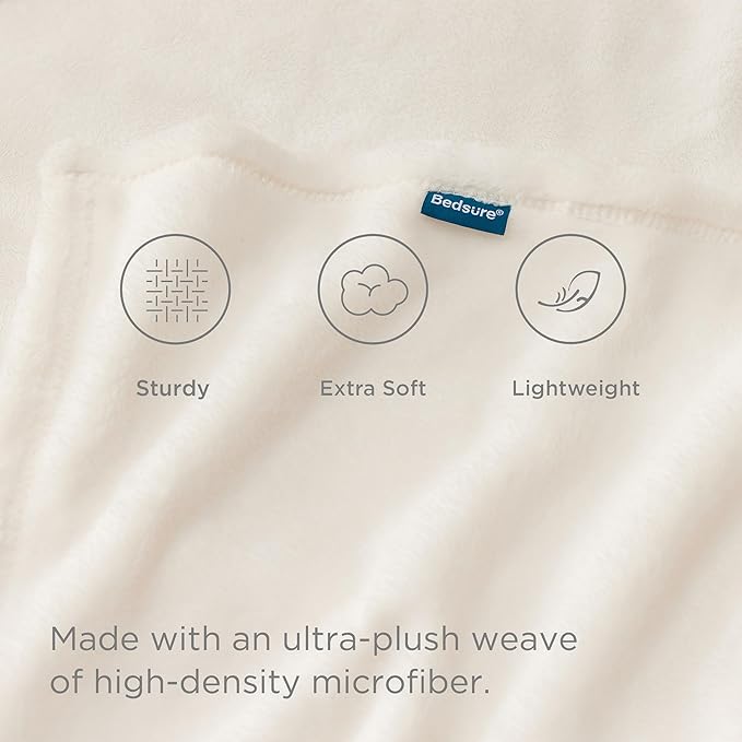 Bedsure Fleece Blankets Queen Size Cream - Bed Blanket Soft Lightweight Plush Fuzzy Cozy Luxury Microfiber, 90x90 inches