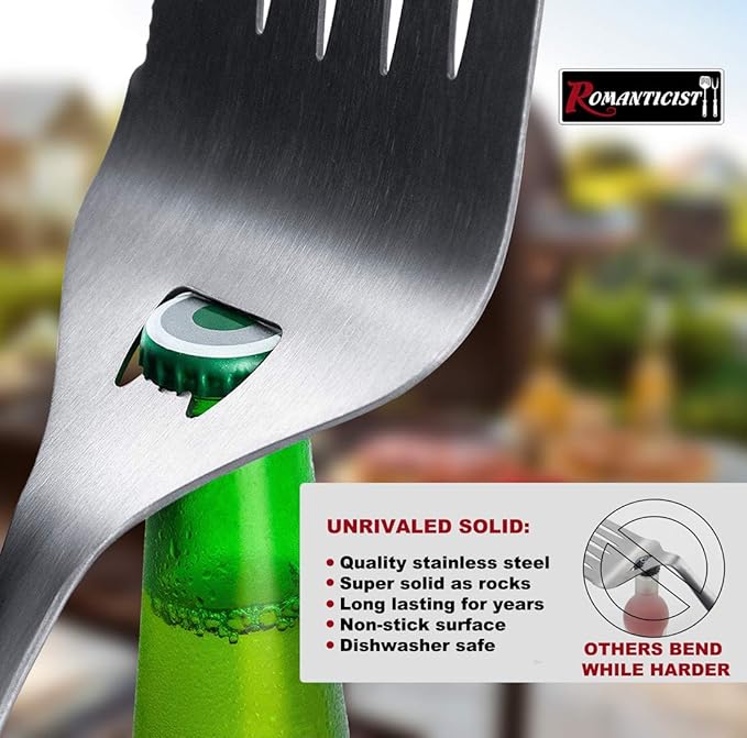 ROMANTICIST 4pcs Heavy Duty Grill Accessories for Top Chef - Professional Grill Tools Set & Basic BBQ Tools for Backyard Restaurant Outdoor Kitchen - Deluxe Grill Gift for Dad on Father’s Day Birthday