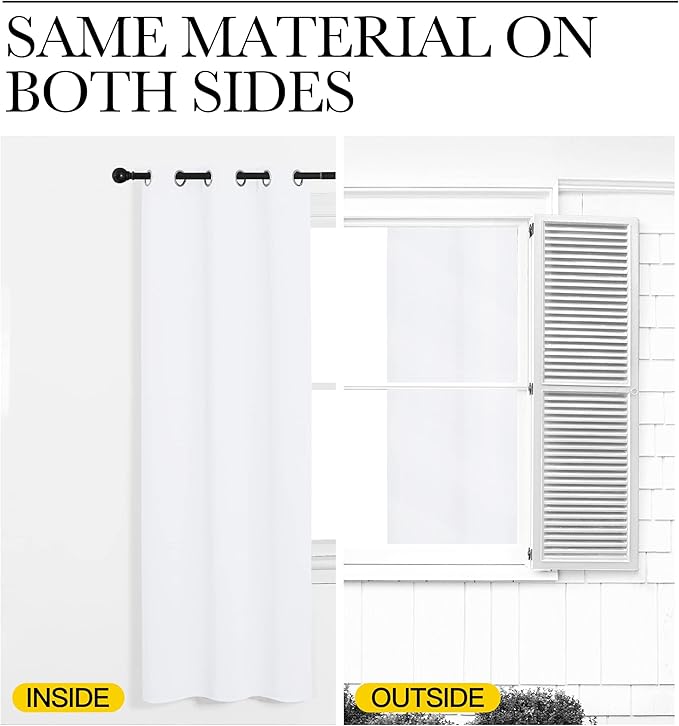 NICETOWN White Samll Window Blackout Curtain Panels, 42 inches x 78 inches