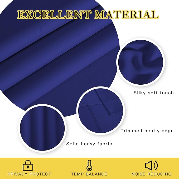 NICETOWN Navy Blue Blackout Curtains 84 inch Length, Grommet Top Room Darkening