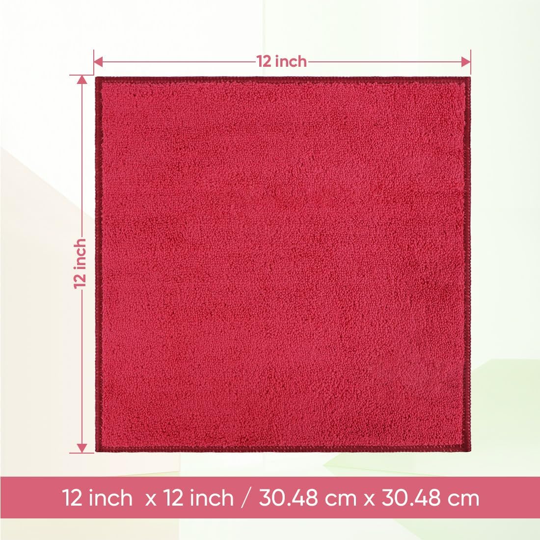 HOMEXCEL Red Microfiber Washcloths 12 Pack, Highly Absorbent and Soft Face Towel, Multi-Purpose Wash Cloths for Bathroom, Gym, Hotel, Spa and Kitchen,12x12 Inch