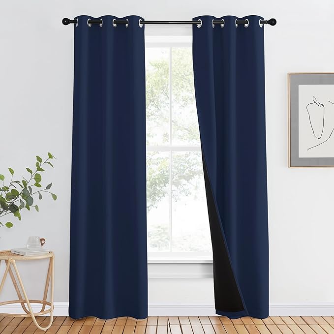 NICETOWN 100% Blackout Curtain Set, Thermal Insulated & Energy Efficiency