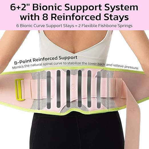 Back Brace for Lower Back Pain Relief, 8X Powerful Support System,Lumbar Support Belt for Men & Women Ergonomic 3D knitted Design with Adjustable Strap for Fitness Running Home Pilates Green S