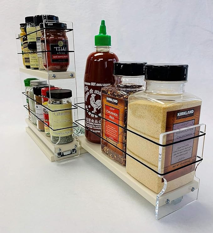 Vertical Spice Combo Spice Rack Drawer - Pull Out Pantry Organizers and Storage - Kitchen Cabinet Organizer - Seasoning Sliding Caddy - Made in USA (5.75" W x 10.75" H x 10.60" D, Partially Assembled)