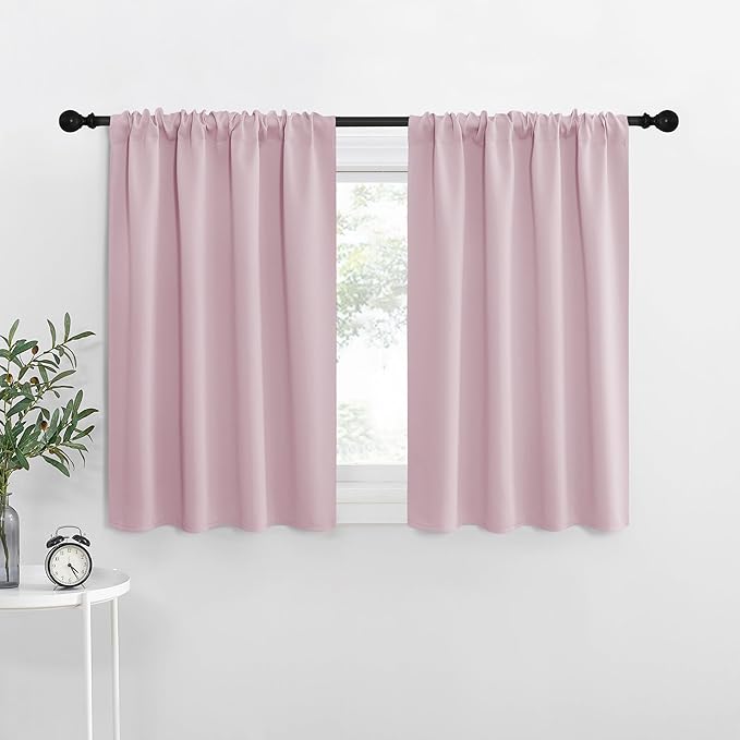 NICETOWN Blackout Curtains for RV Windows, Baby Pink, 2 Panels, Room Darkening