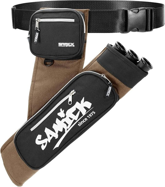 Archery Arrow Quiver - Adjustable Waist Hanged Quiver with 3 Removable Tubes & Pockets for Archery Arrows Case & Equipment - Ideal for Hunting & Target Practice - Right Handed Only