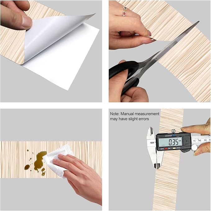 HOMETITUTE Wallpaper Border Peel and Stick Wall Border Beige Bamboo Texture