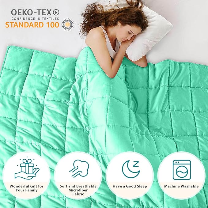 L'AGRATY Weighted Blanket - 60"x80" 20lbs Cooling Breathable Heavy Blanket Microfiber Material with Glass Beads for Adult All-Season Summer Fall Winter Soft Thick Comfort