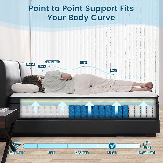 Full Size Mattress, 12 Inch Memory Foam Hybrid Mattress in a Box with Pocket Springs for Motion Isolation Pressure Relief, 100 Nights Trial, CertiPUR-US