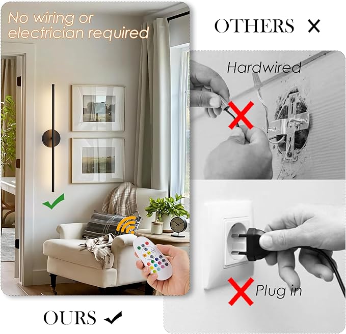 KARTOOSH Battery Operated Wall Sconces, Warm White/Natural White/Daylight/RGB