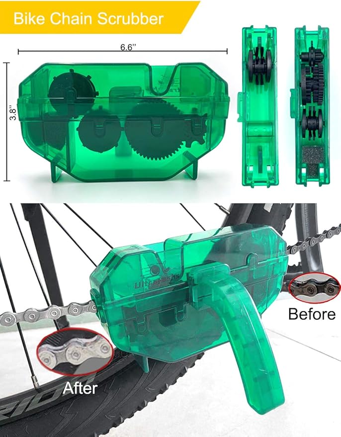 Bike Cleaner kit to Clean/Protect/Lube Bicycle,with Chain Scrubber,Cleaning Brush Tool,Bike Cleaner(19oz),Degreaser(10or19oz),Wet Lubricant(2oz)