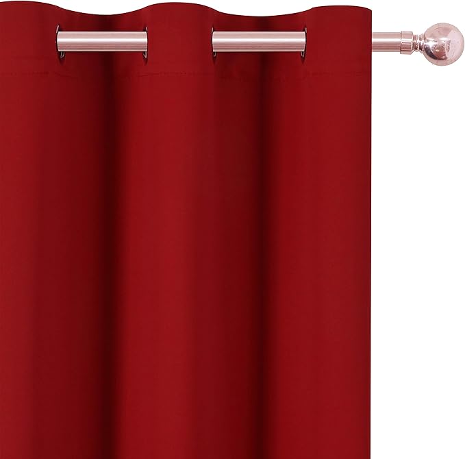 LEMOMO Red Thermal Blackout Curtains/52 x 72 Inch/Set of 2 Panels Room