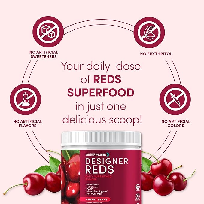 Designer Wellness, Designer Greens Superfood Powder with Prebiotics, Probiotics, Antioxidants, and Detox Support, 30 Servings