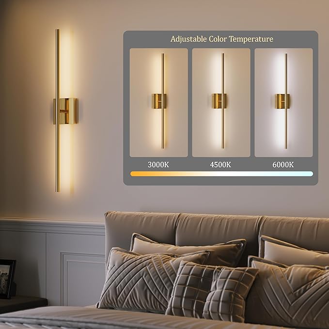 Morauroral Gold Rechargeable Wall Sconces Set of 2, 10000mAh Battery Operated