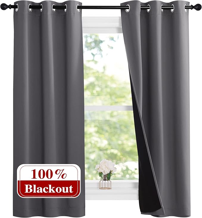 NICETOWN 100% Blackout Short Curtains