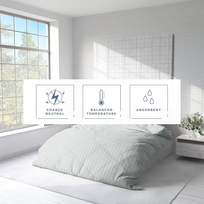 Kotton Culture 120"x120" 3 Pc Super King Plus/Super Oversize King Duvet Cover Set 100% Egyptian Cotton - 600 TC, Zipper Closure & Corner Ties - Fits Only Extra Large Inserts - Striped Silver