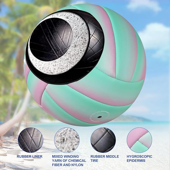 Soft Official Volleyball for Indoor Outdoor Beach, Size 5 Training Volleyball for Beginner Teenager Adult…