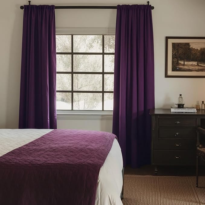 NICETOWN Purple Velvet Curtains 90 inch Long