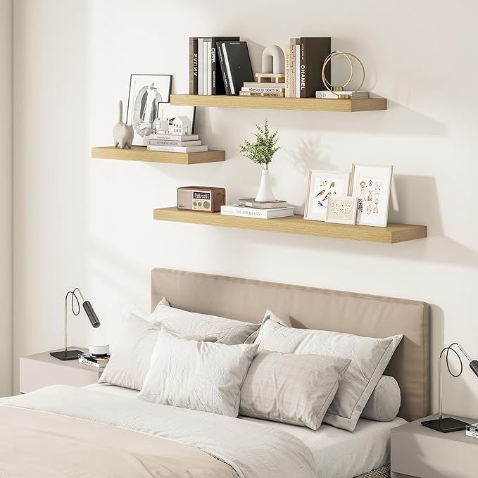 Vivelove 12 Inch Deep Floating Shelves 55 inch Long, 2 Inch Thick Wall Shelves