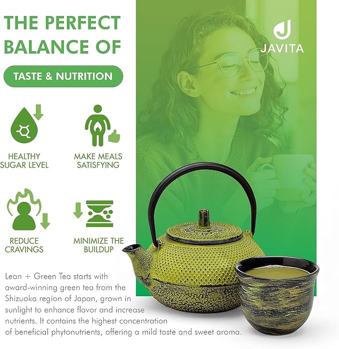 Lean + Green, Premium, 100% Japanese Green Tea, Garcinia Cambogia (as Super Citrimax) & Gymnema Sylvestre, for Weight Management, Appetite Control 24 ct - 4 Boxes, Javita