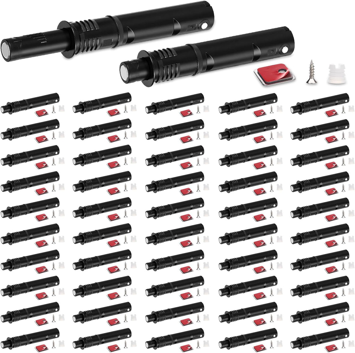 Lounsweer 50 Pack Magnetic Push Latches for Cabinet Door 2.87 Inches Short Push to Open Cabinet Hardware Pop up Lock Magnetic Latch for Closet Cupboard Wine Rack Dresser Drawer Sliding Door (Black)