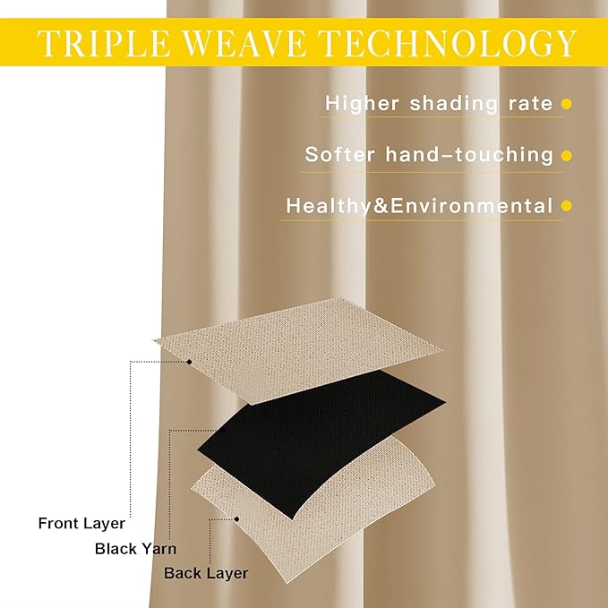 NICETOWN Blackout Living Room Curtain 118 inch Length, Grommet Thermal Curtain