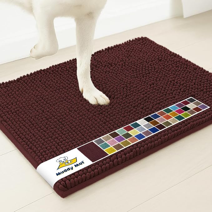 Muddy Mat® | Super Water Absorbent Door Mat Indoor, Microfiber Quick Dry Chenille Entryway Rug, Slip Resistant Front Door Mat, Indoor Mats for Entryway, Machine Washable Pet Rug, Rust 36" x 46"